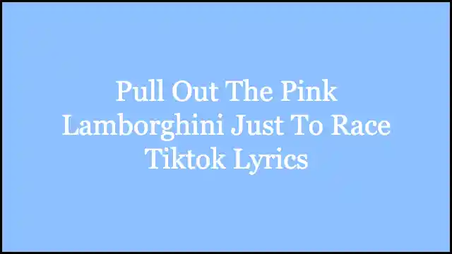 Pull Out The Pink Lamborghini Just To Race Tiktok Lyrics