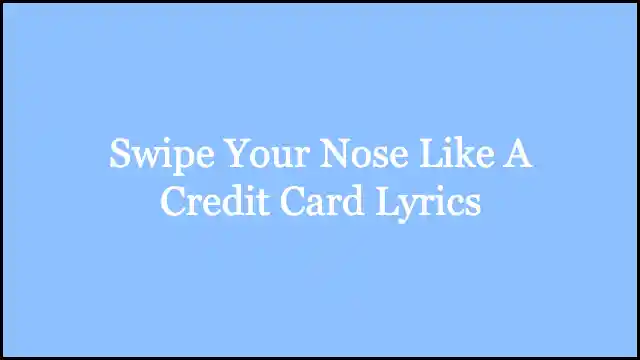 Swipe Your Nose Like A Credit Card Lyrics