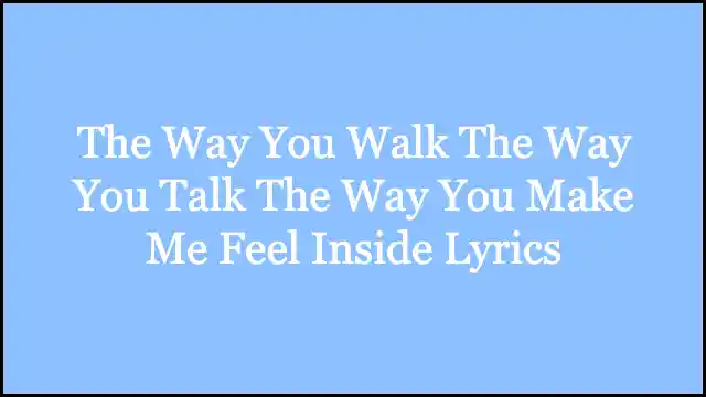 The Way You Walk The Way You Talk The Way You Make Me Feel Inside Lyrics