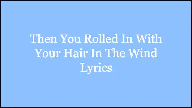 Then You Rolled In With Your Hair In The Wind Lyrics