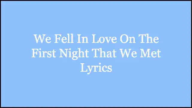 We Fell In Love On The First Night That We Met Lyrics