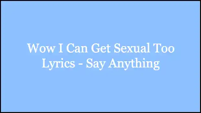 Wow I Can Get Sexual Too Lyrics - Say Anything
