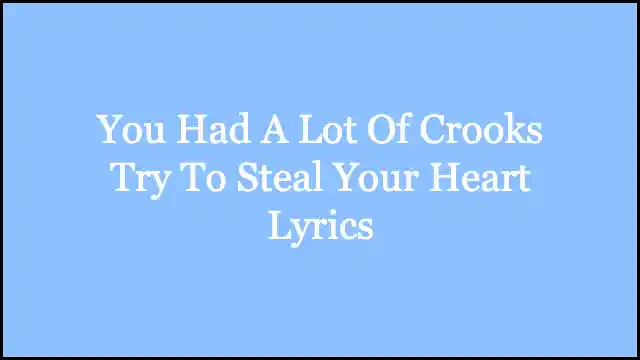 You Had A Lot Of Crooks Try To Steal Your Heart Lyrics