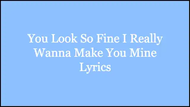 You Look So Fine I Really Wanna Make You Mine Lyrics