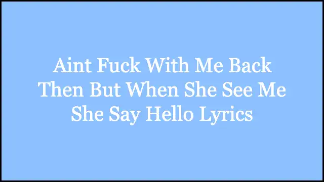 Aint Fuck With Me Back Then But When She See Me She Say Hello Lyrics