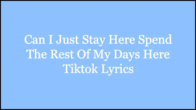 Can I Just Stay Here Spend The Rest Of My Days Here Tiktok Lyrics