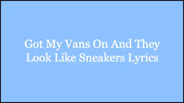 Got My Vans On And They Look Like Sneakers Lyrics