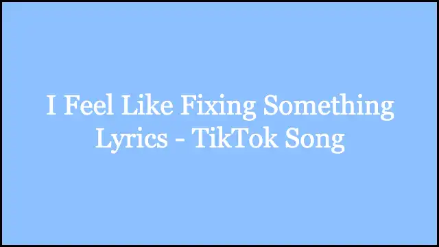 I Feel Like Fixing Something Lyrics - TikTok Song