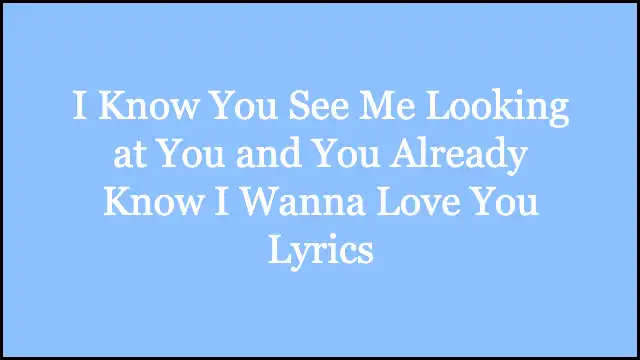 I Know You See Me Looking at You and You Already Know I Wanna Love You Lyrics