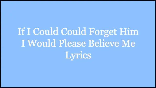 If I Could Could Forget Him I Would Please Believe Me Lyrics
