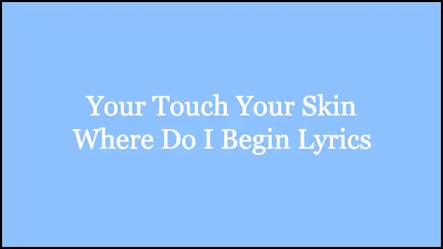 Your Touch Your Skin Where Do I Begin Lyrics