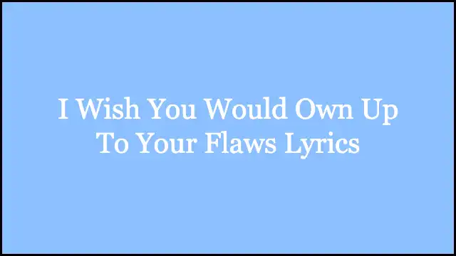 I Wish You Would Own Up To Your Flaws Lyrics