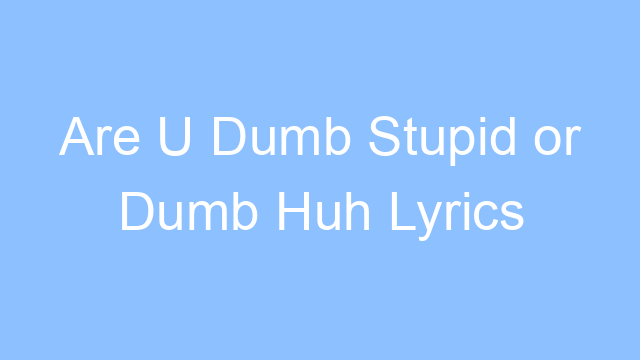 are u dumb stupid or dumb huh lyrics 19313