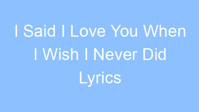 i said i love you when i wish i never did lyrics 19303