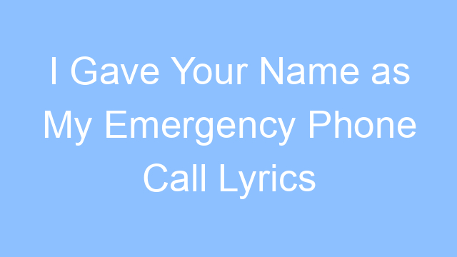 i gave your name as my emergency phone call lyrics 19385
