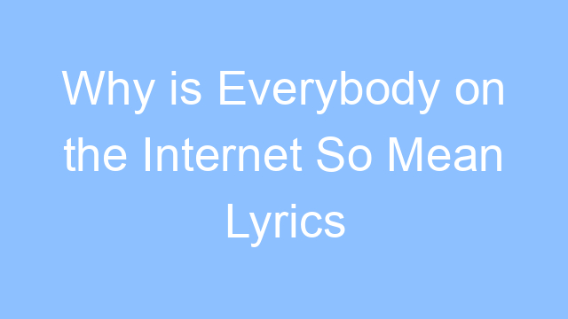 why is everybody on the internet so mean lyrics 19503