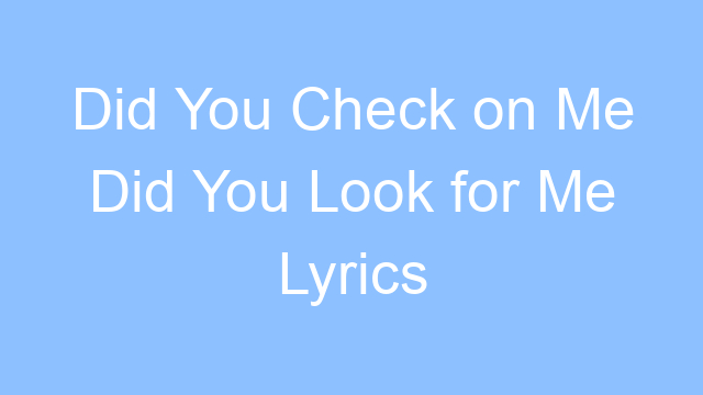 did you check on me did you look for me lyrics 24825