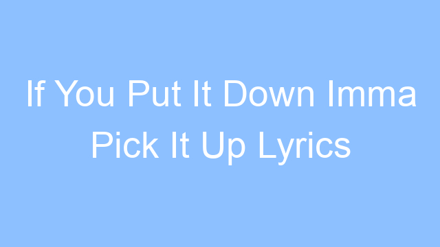 if you put it down imma pick it up lyrics 19658