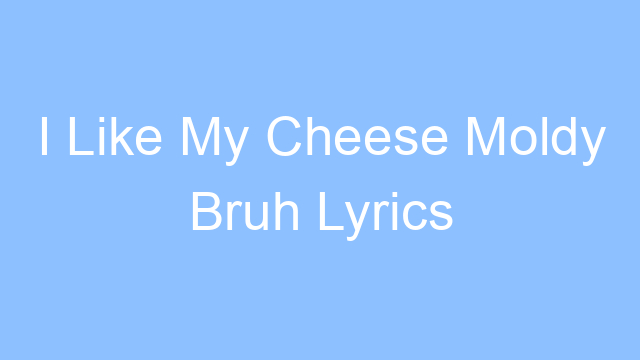 i like my cheese moldy bruh lyrics 25061