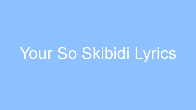 your so skibidi lyrics 22365