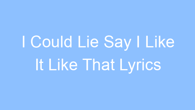 i could lie say i like it like that lyrics 24942