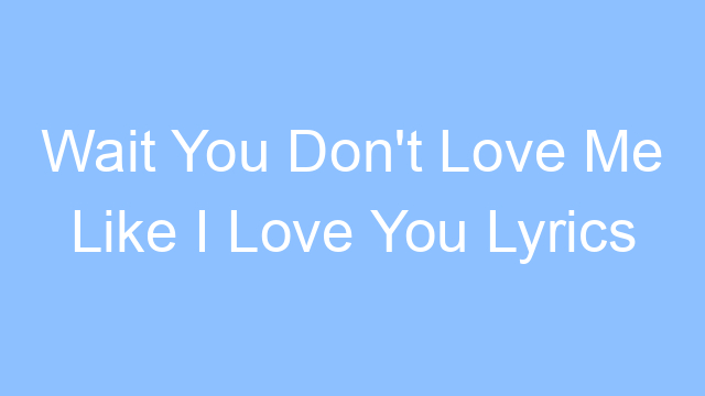 wait you dont love me like i love you lyrics 25070